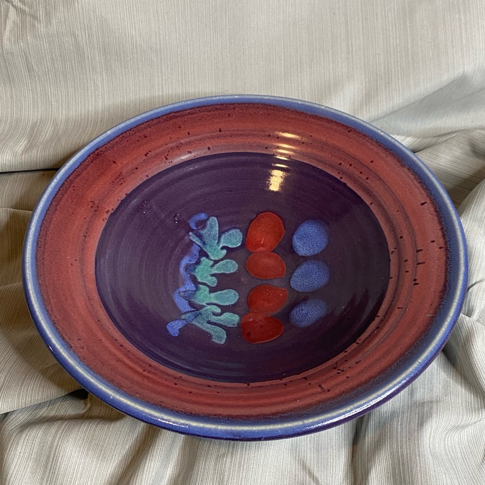 Handmade signed ceramic modern decorative bowl.